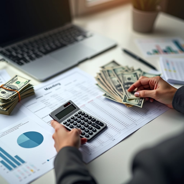 Analyst reviewing financial statements